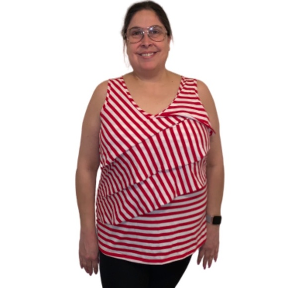 Avenue Tops - Avenue Red & white striped tank top 18/20